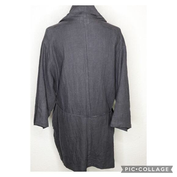 Milkit charcoal gray linen belted wrap nursing robe / cardigan size One Size - Picture 15 of 15